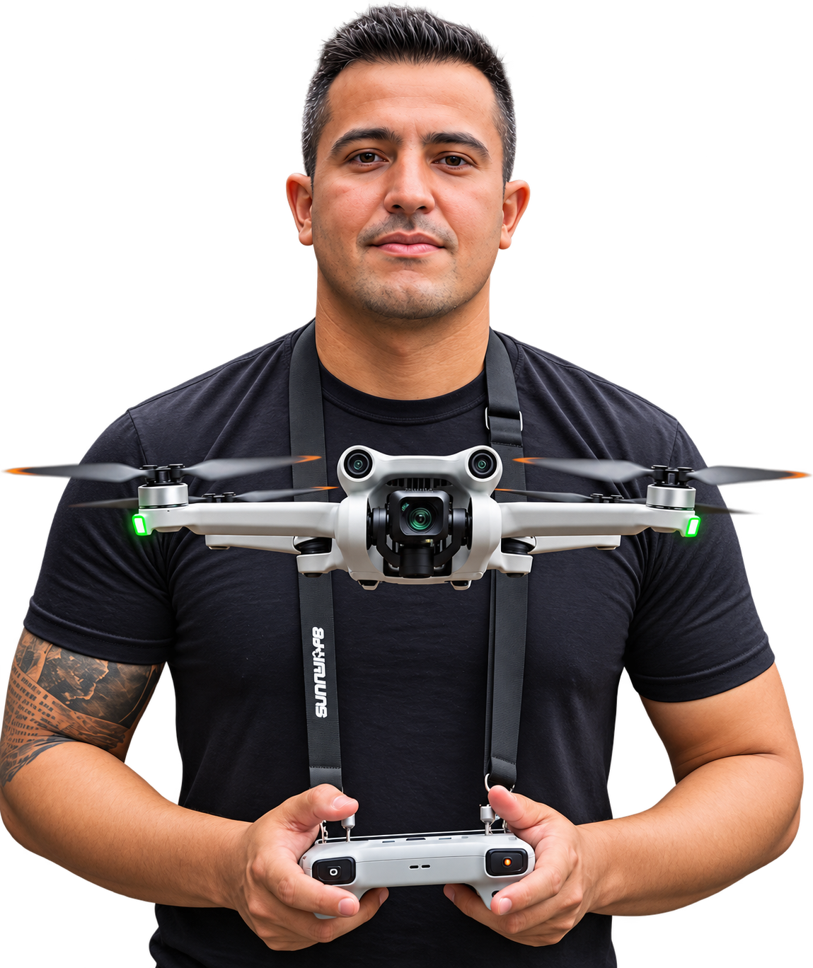 Piloto com Drone em Voo